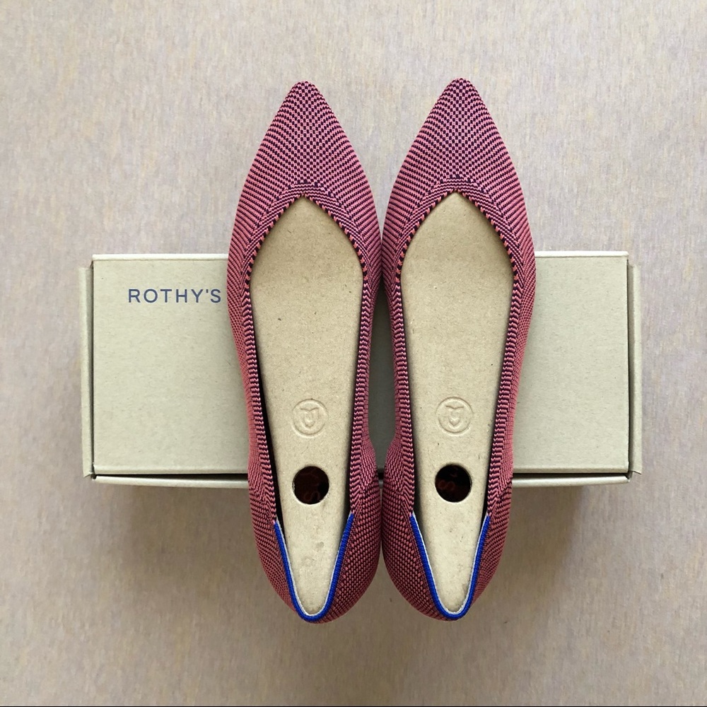 Rothys rose double stitch point flats